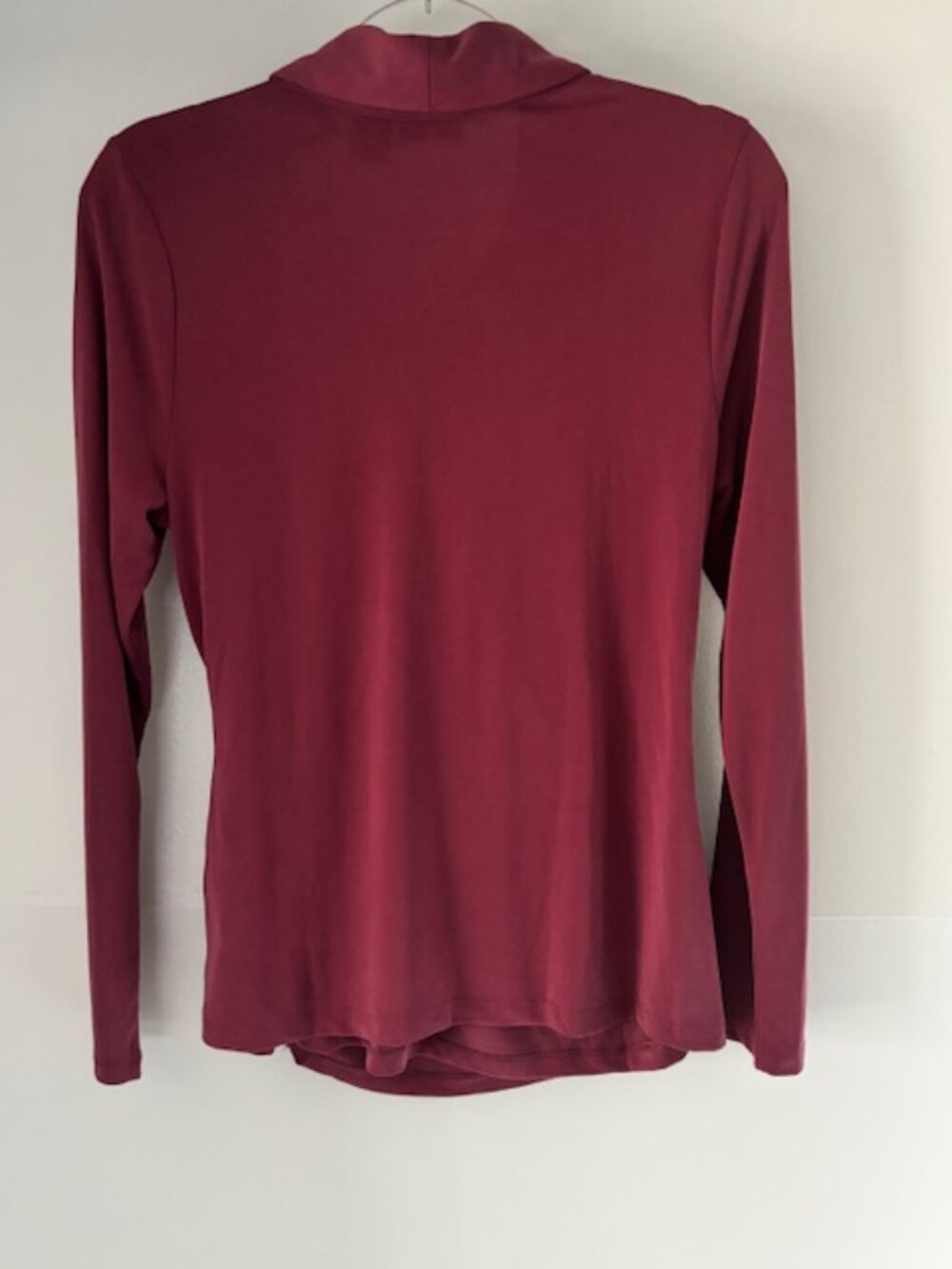 Tahari NWT Womens L Berry Rose Draped Cowl Neck Side Ruched Blouse Long Sleeve - Picture 5 of 6